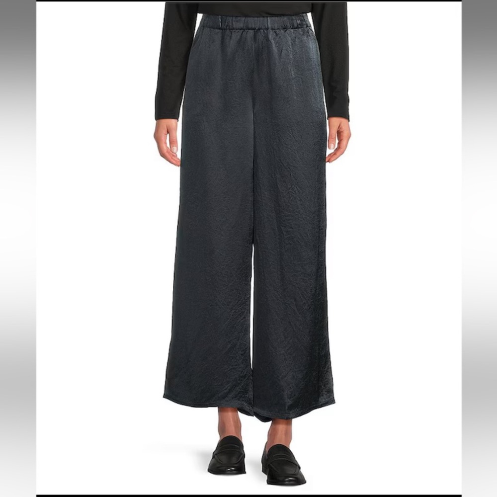 NWT Eileen Fisher Textured Satin Wide-Leg Pant